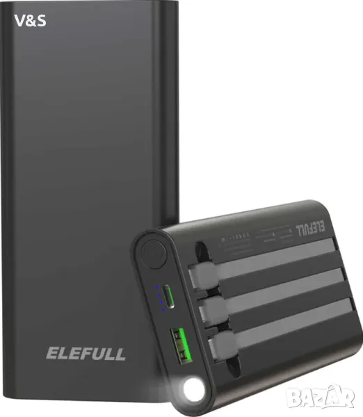 ELEFULL 10000mAh Power bank с фенерчета - Преносима захранваща банка с фенерче за всички мобилни тел, снимка 1