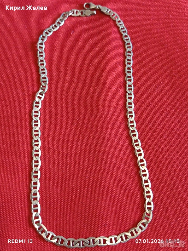 Сребърно колие плетка тип Морашка Корабна верига много красиво елегантно бижу 52804, снимка 1