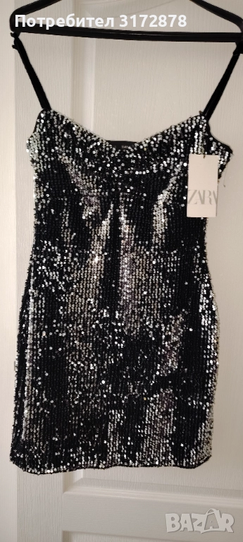 Нова рокля Zara от плюш и пайети, снимка 1