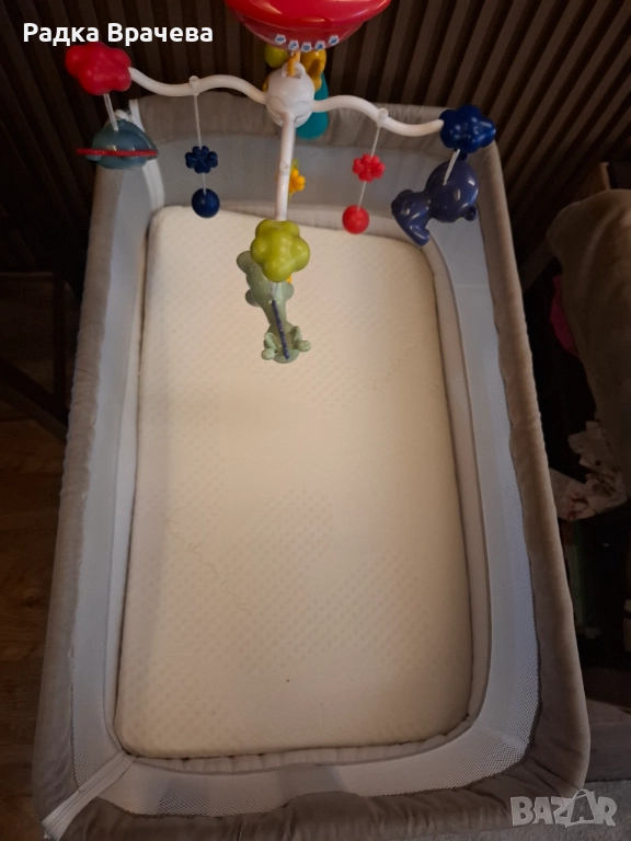 Бебешка кошара с подвижна стена Cangaroo - Always Together, бежова, снимка 1