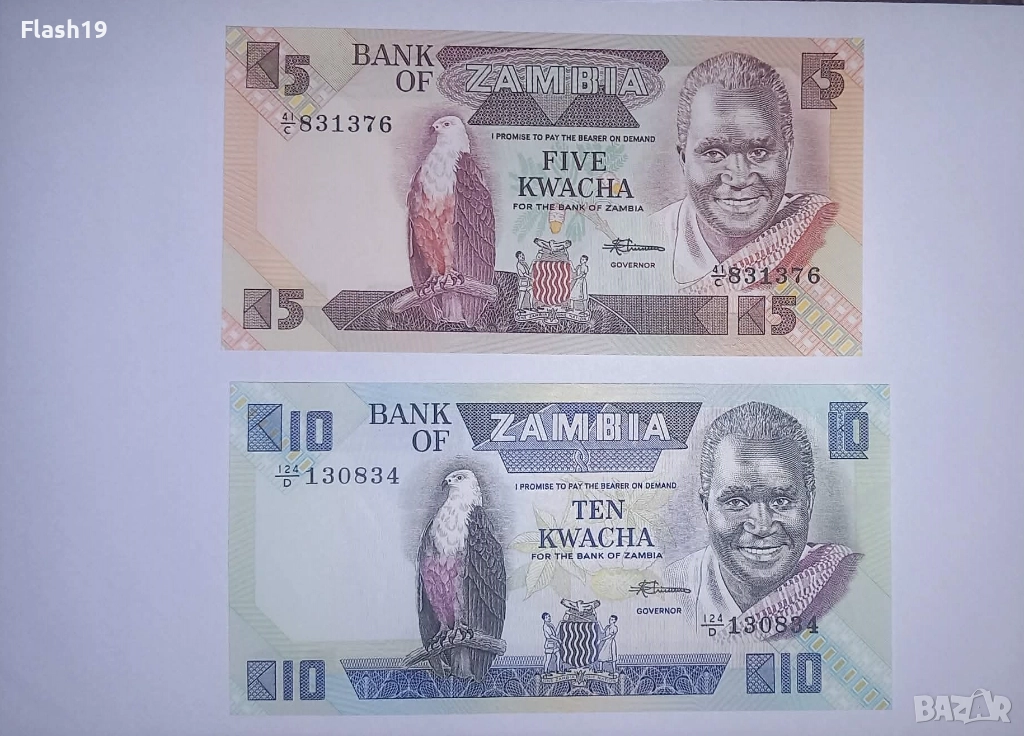 Замбия 5 / 10 квача 1980-1988 UNC , снимка 1