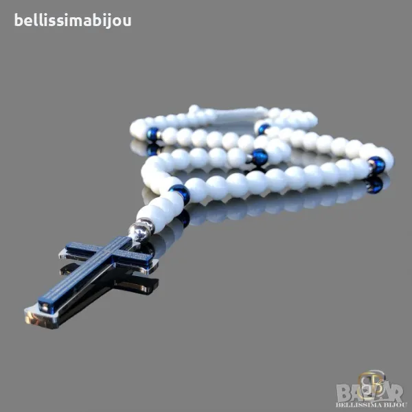 Бяла Броеница със Син Кръст, снимка 1