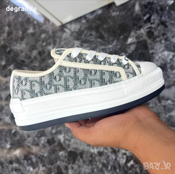 Дамски маратонки Dior Oblique Бежаво с Тъмно Зелено, снимка 1