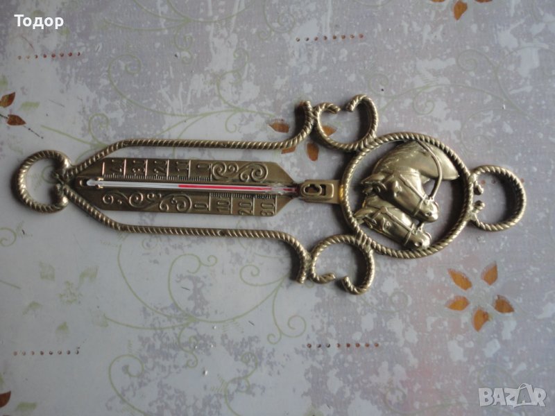 Уникален бронзов термометър с коне , снимка 1