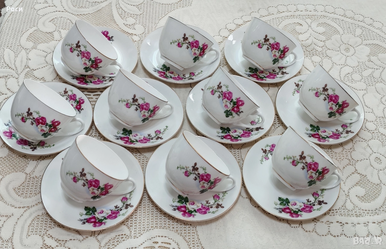 К-т чашки за кафе с позлатен кант, снимка 1