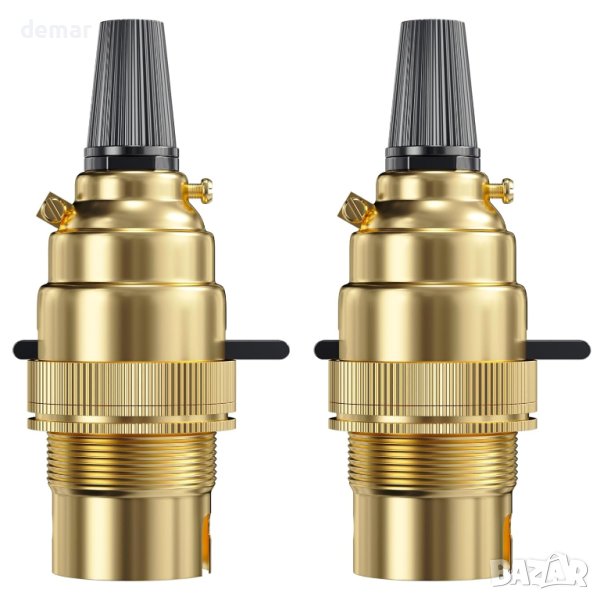 Luxvista B22 BC байонетен държач за крушка, 10 мм предпазен превключвател за лампа, 2 броя, снимка 1