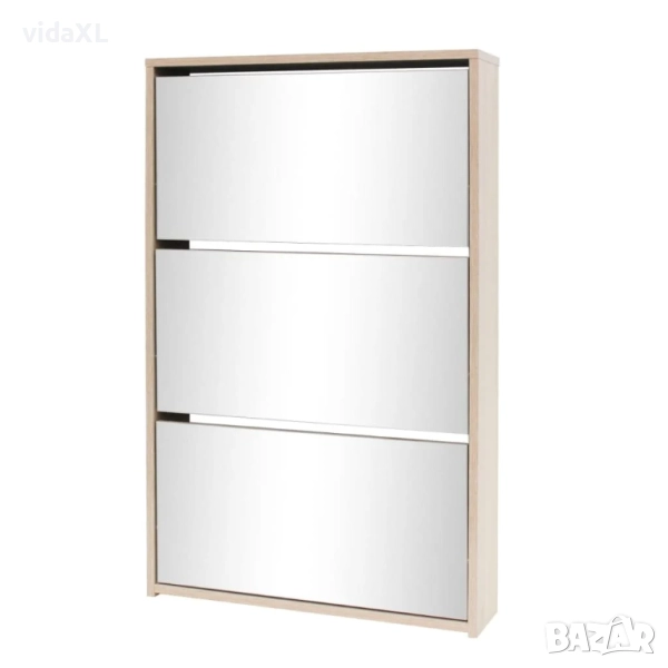 vidaXL Шкаф за обувки с тройно огледало, дъб, 63x17x102,5 cм(SKU:243047), снимка 1