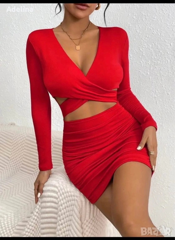 Дамска червена рокля, снимка 1