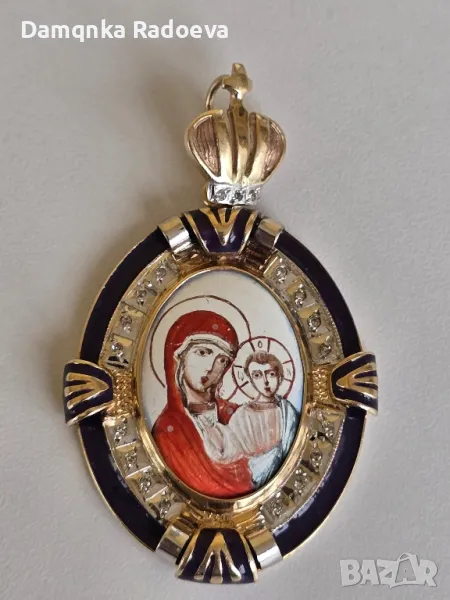 СССР златна висулка с Якутски Диаманти 14 карата, снимка 1