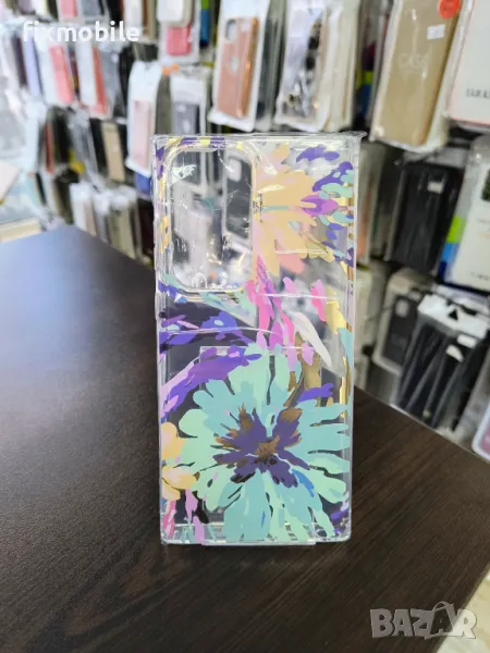 Samsung Galaxy S23 Ultra Прозрачен кейс с флорален дизайн, снимка 1