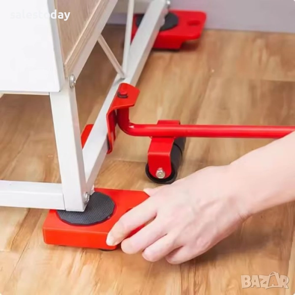 Уред за преместване на мебели, до 300 кг., стоманен уред от 5 части, червен , снимка 1