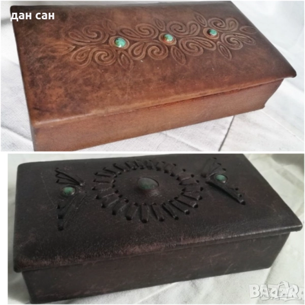 кожени кутии за бижута с релеф и керамика, снимка 1
