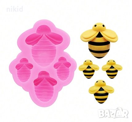 4 размера пчели пчела силиконов молд форма фондан шоколад декор украса, снимка 1
