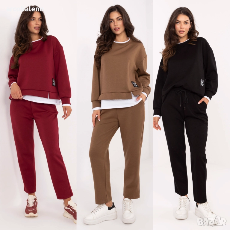 Дамски ежедневен комплект от две части с бяла вложка, 3цвята , снимка 1