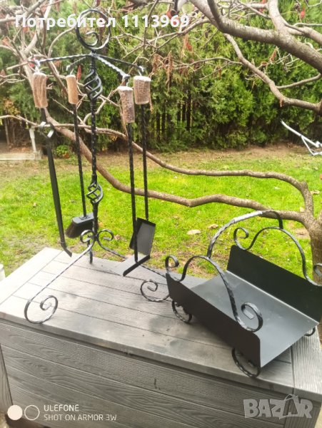 Аксесоари за камина от ковано желязо и рог, снимка 1