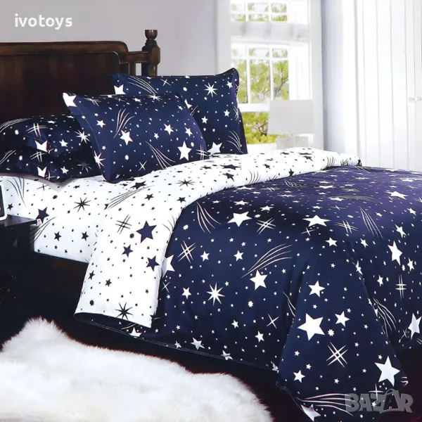 Двулицево спално бельо с ластик (размер за приста), 4 части - Модел WS17015, снимка 1