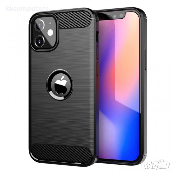 Силиконов кейс MBX Carbon, За iPhone 11 (6.1), Черен, снимка 1