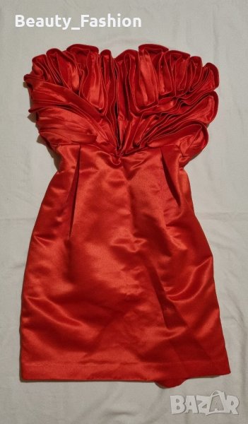 Официална сатенена червена рокля, снимка 1