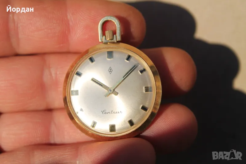Швейцарски мъжки позлатен джобен часовник ''Zentaur'', снимка 1