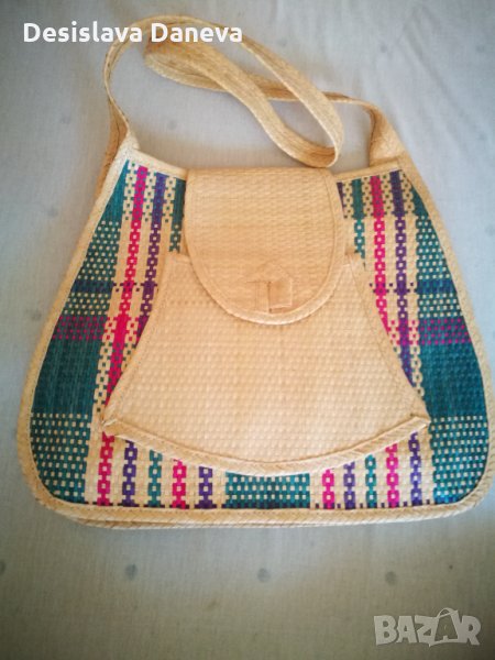 Ретро сламена лятна плажна чанта, снимка 1