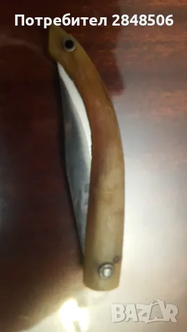 Продавам сгъваем нож, ръчна изработка с дръжка от кози рог, подарък - кутийка., снимка 3 - Ножове - 48074319