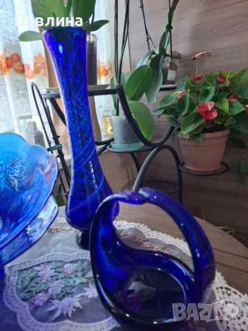 Стъклени фруктиери в синьо , снимка 4 - Аксесоари за кухня - 49095399