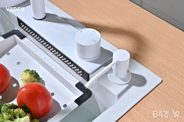 Бяла мултифункционална кухненска мивка 50см, снимка 5 - Мивки - 50954158