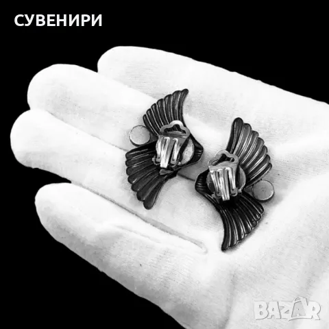 Посребрени винтидж обеци Ermani Bulatti, снимка 3 - Обеци - 49904216