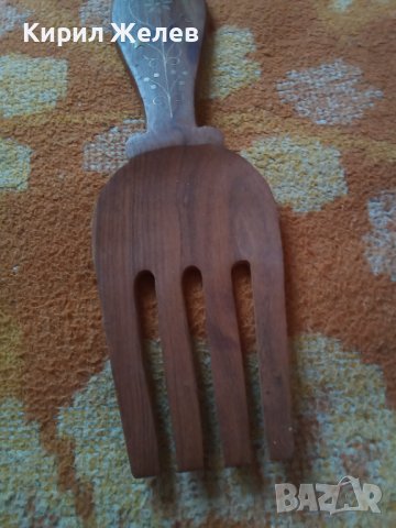 Вилица голяма дървена с Бронзови флорални орнаменти - набивки сувенир 41520, снимка 6 - Декорация за дома - 43151872