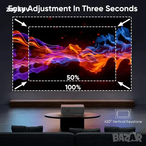 Мини проектор, 5G WiFi Bluetooth проектор Full HD 1080P, малък проектор, снимка 2 - Друга електроника - 47333672