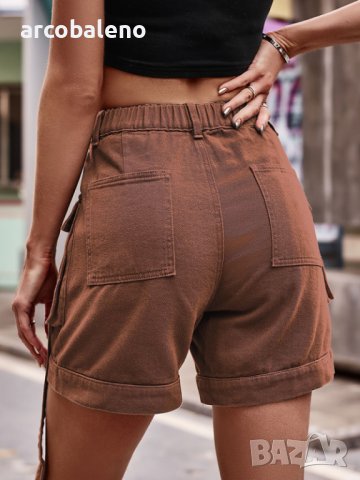 Ежедневни дамски къси дънкови панталони с джоб с еластична талия, 5цвята, снимка 5 - Къси панталони и бермуди - 40672975