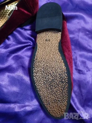 44 Мъжки кадифени обувки/ мокасина/със златист рог, снимка 6 - Мокасини - 48463739