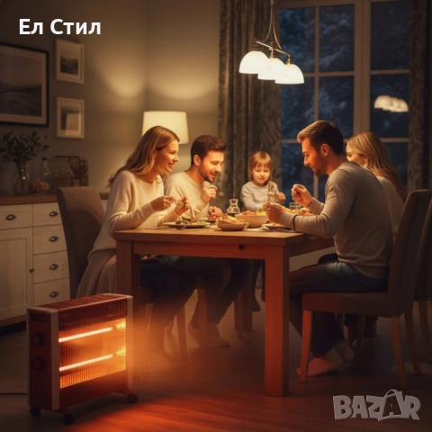 Кварцов отоплител 1500W с 2 степени и мобилни колелца – бързо и безопасно затопляне, снимка 3 - Отоплителни печки - 53585733