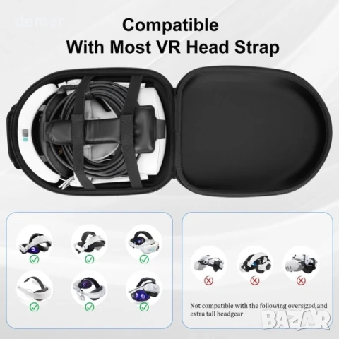 Твърд калъф за носене Dreaazhi, съвместим с Meta Quest 3S/Quest 3, аксесоари за VR, снимка 3 - Други игри и конзоли - 50595304
