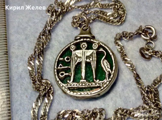 ИТАЛИАНСКИ ДАМСКИ МЕДАЛЬОН от СРЕБРО и СТЪКЛЕНА ПАСТА Paste Vitree Със СРЕБЪРНА 925 ВЕРИЖКА 25868, снимка 4 - Колиета, медальони, синджири - 49913225