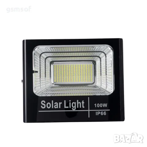 100W LED прожектор със соларен панел, сензор за движение, дистанционно, снимка 3 - Соларни лампи - 47715796