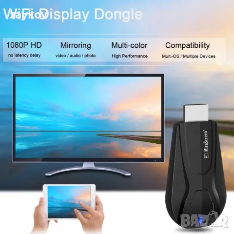 MiraScreen K11 Безжичен WiFi дисплей Донгъл приемник 1080P HD TV Stick, снимка 4 - Части и Платки - 47610780