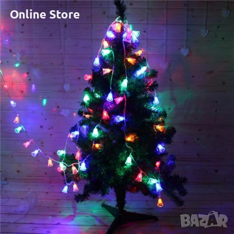 Многоцветни коледни LED лампички с камбанки, снимка 3 - Лед осветление - 42964552