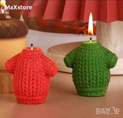 3D Коледа вълнен пуловер Силиконов молд форма за свещи гипс сапун смола 