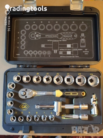 CK TOOLS 3/8 Sure Drive 23части вложки камъни комплект кутия