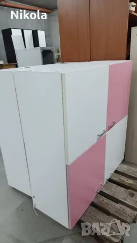 Шкаф за стена 4 врати бяло и розово 100/100/35см, снимка 9 - Шкафове - 49601143