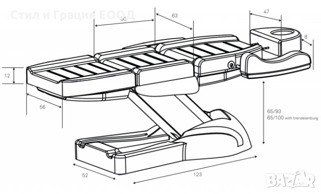 Електрическа кушетка Clavi (3 мотора) 203 х 63/84 х 65/93 см, снимка 5 - Кушетки - 28433845