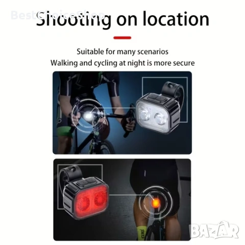 USB презареждащи се велосипедни светлини Предни и задни Супер ярки LED – Водоустойчиви , снимка 2 - Аксесоари за велосипеди - 53133807