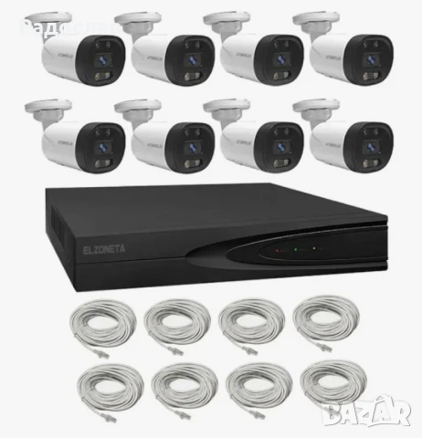 Система за видеонаблюдение 4K Ultra HD с 8 камери и 8-канален NVR с PoE и двупосочно аудио., снимка 2 - Комплекти за видеонаблюдение - 51050241