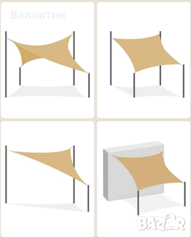 Квадратна тента 3х3 м, снимка 4 - Градински мебели, декорация  - 52523005