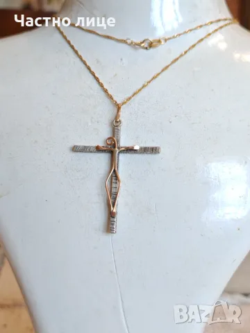 Уникален Старинен Сребърен Кръст Разпятие със  Златни Елементи, снимка 7 - Колиета, медальони, синджири - 50151737