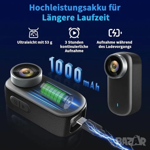 Екшън камера Nisanmoon, 4K, водоустойчива, малка, с 1,3-инчов екран, снимка 5 - Камери - 53558444