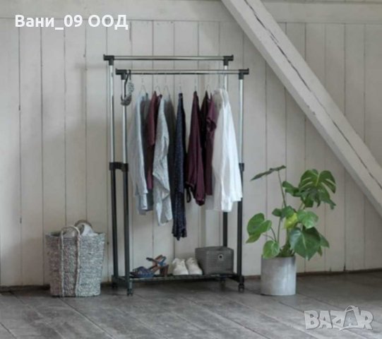 Подвижна закачалка за дрехи с етажерка за обувки, снимка 2 - Закачалки - 32351854