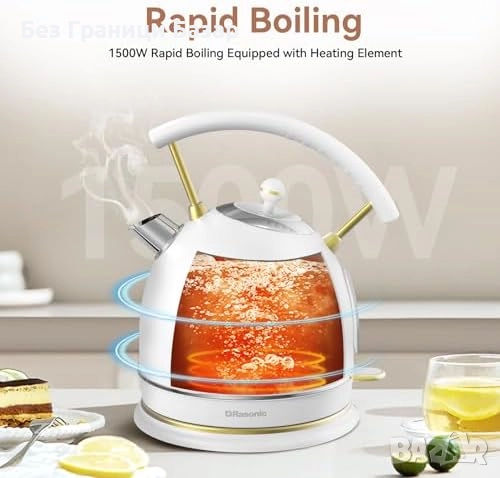 Нова Ретро електрическа кана 1.8L 3000W бързо кипене вода за дом офис, снимка 3 - Други - 51917470