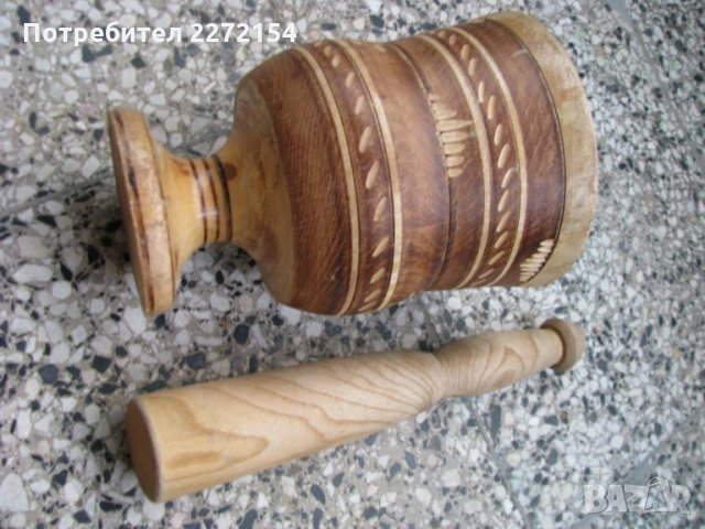 Голям дървен хаван хаванче, снимка 2 - Антикварни и старинни предмети - 29067766